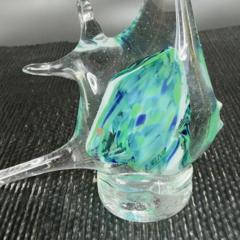 Vintage Czech Republic Hand Made Art Glass Figurine Fish Figure Hand Blown Glass